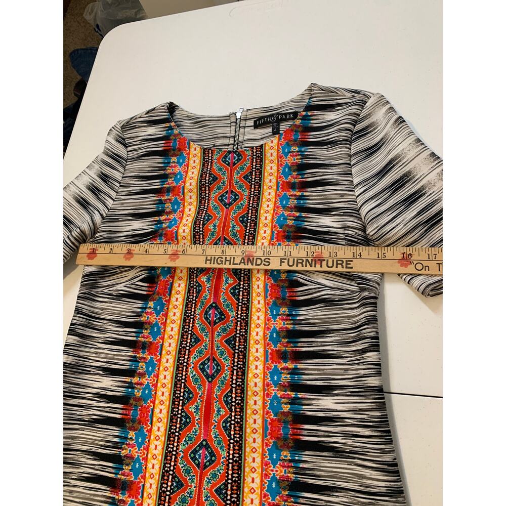 Fifth & Park Dress Womens Size 4 Aztec Tribal scuba knit boho career comfy - Picture 8 of 9